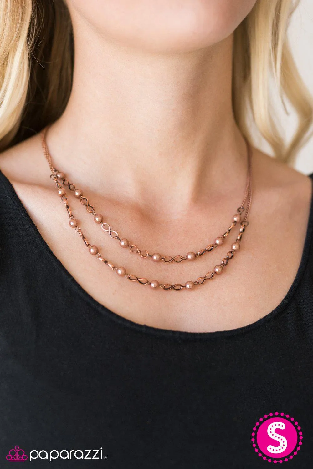 Fairytale Forevers Copper Pearl Infinity Necklace - Paparazzi Accessories