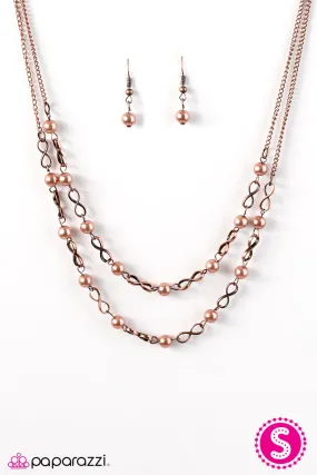 Fairytale Forevers Copper Pearl Infinity Necklace - Paparazzi Accessories