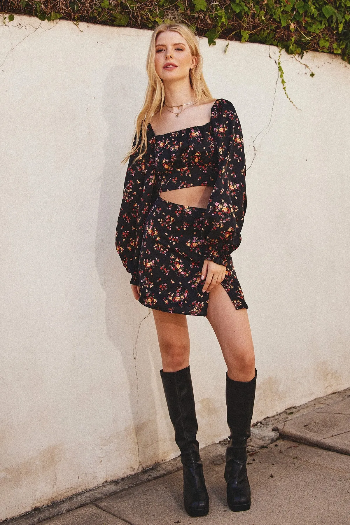 Fall Floral Mini Skirt