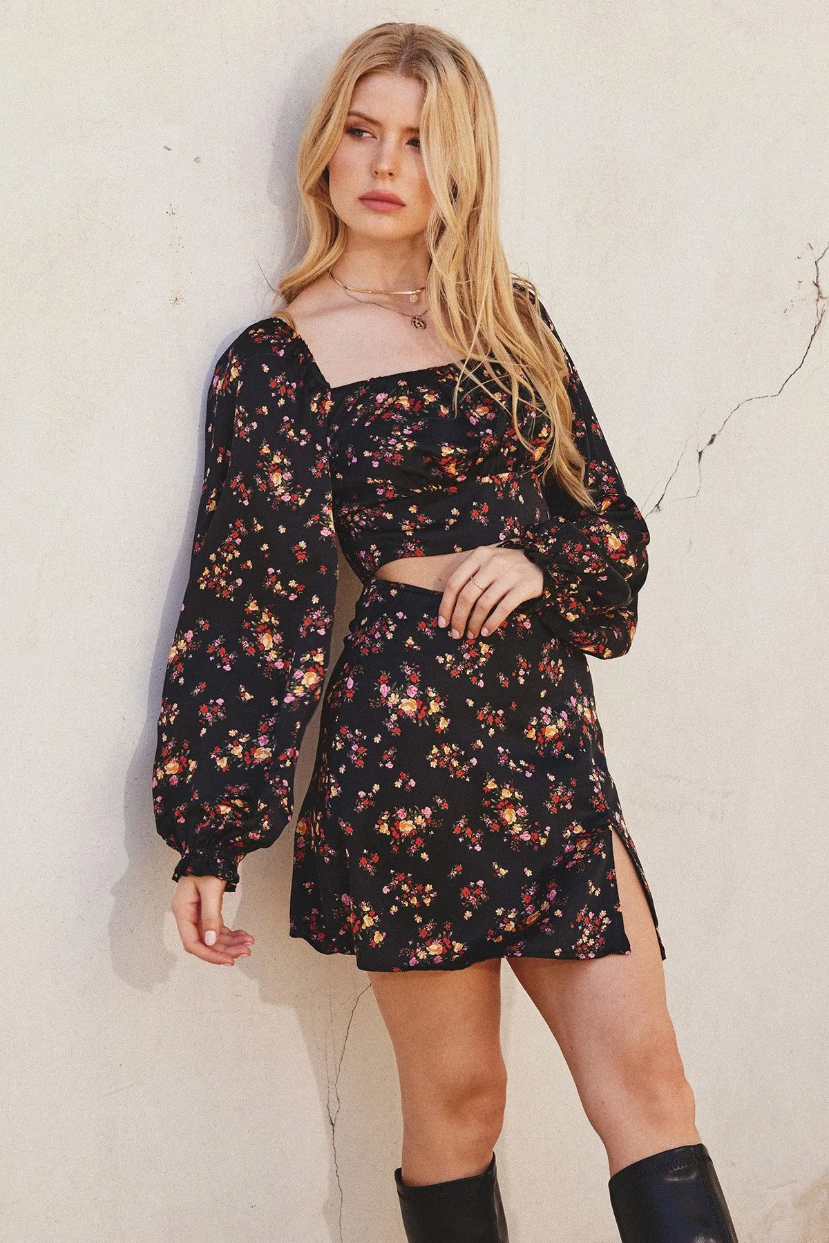 Fall Floral Mini Skirt