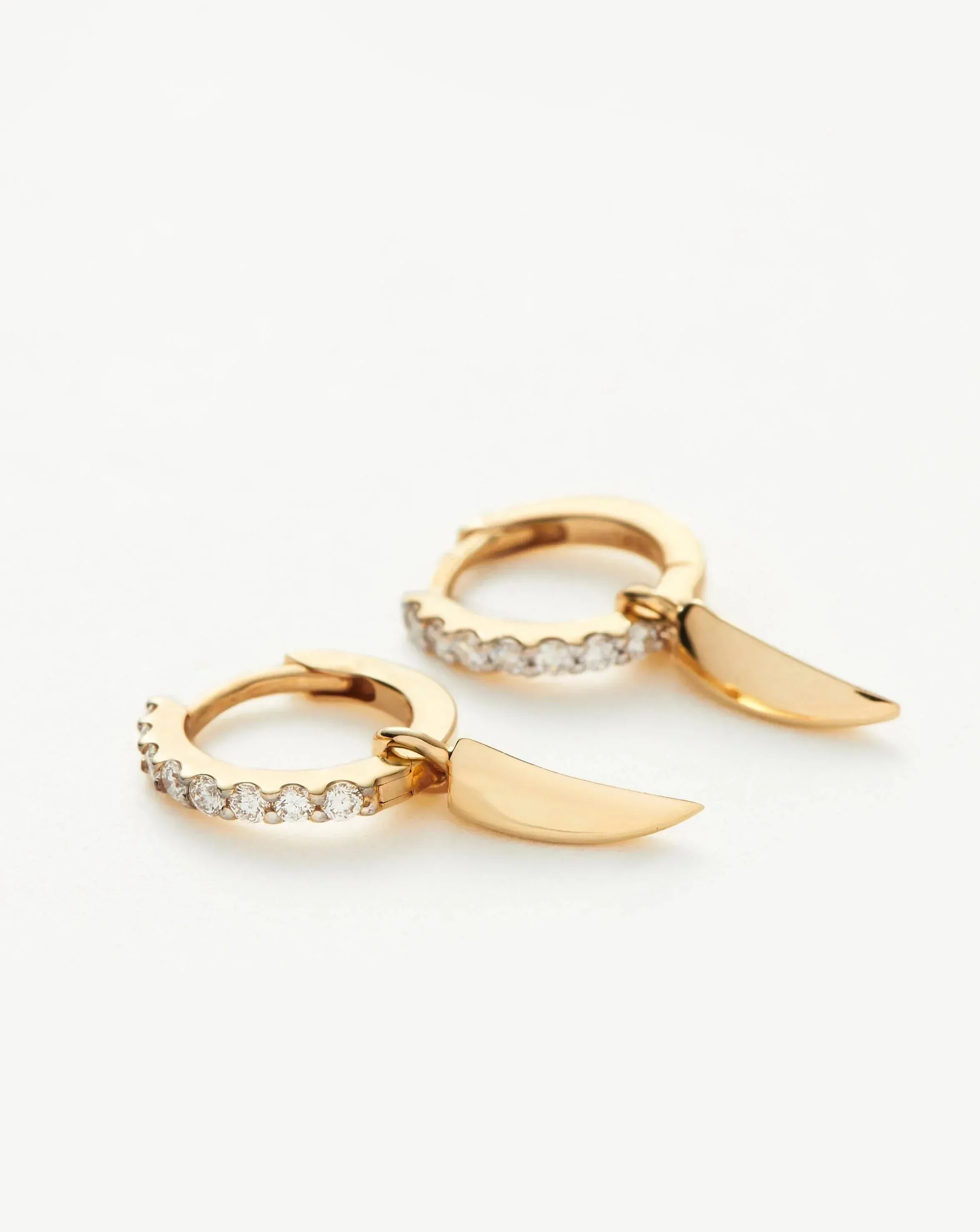 Fine Diamond Claw Charm Hoop Earrings | 14k Solid Gold