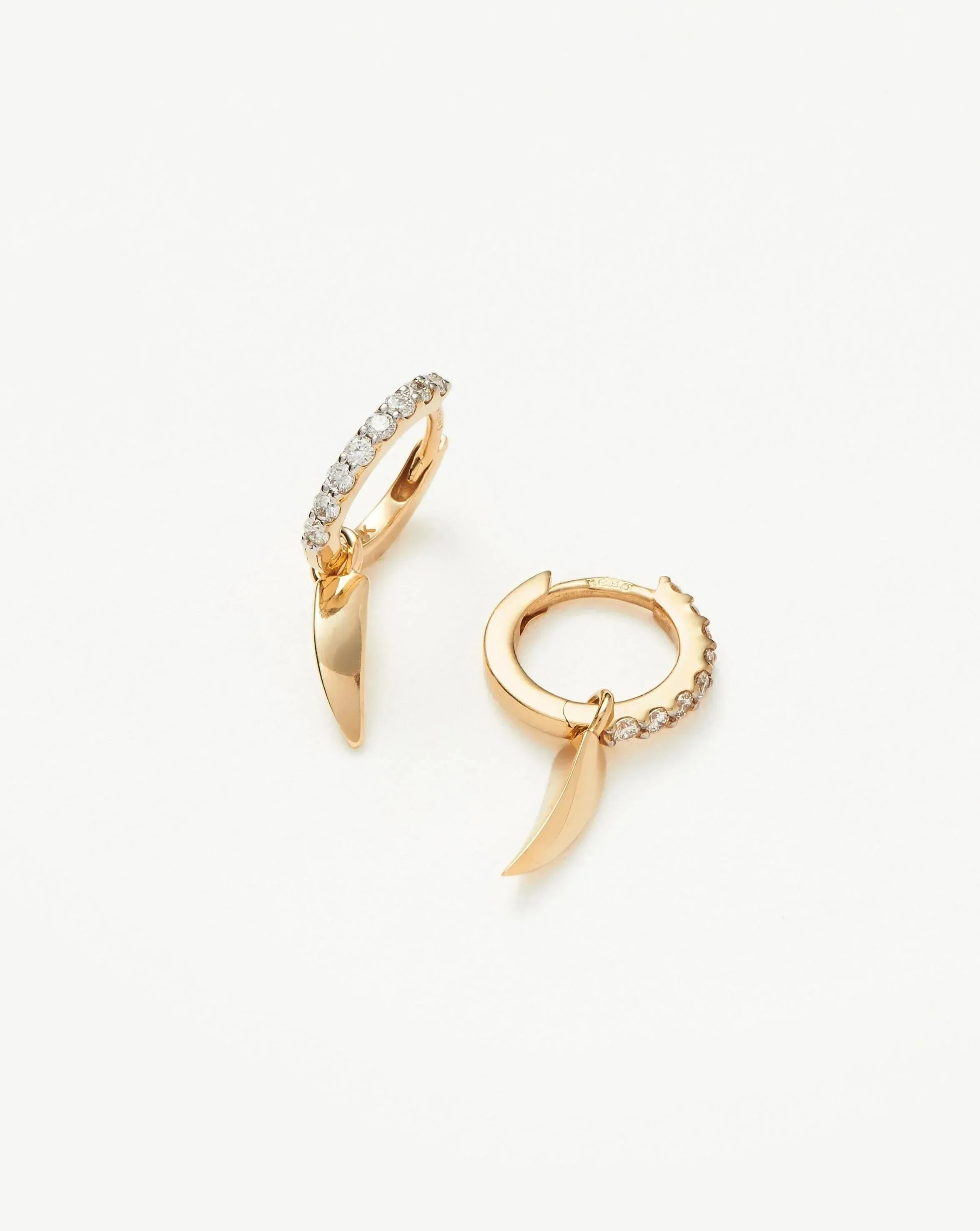 Fine Diamond Claw Charm Hoop Earrings | 14k Solid Gold