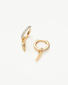 Fine Diamond Claw Charm Hoop Earrings | 14k Solid Gold