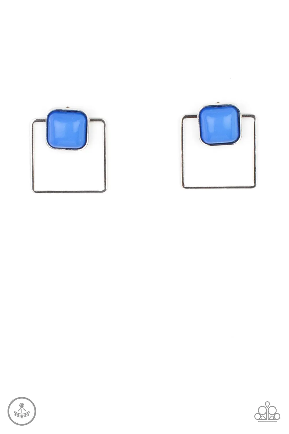 FLAIR and Square - Blue Paparazzi Earrings