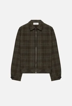 Flannel Zip Blouson / Olive Plaid