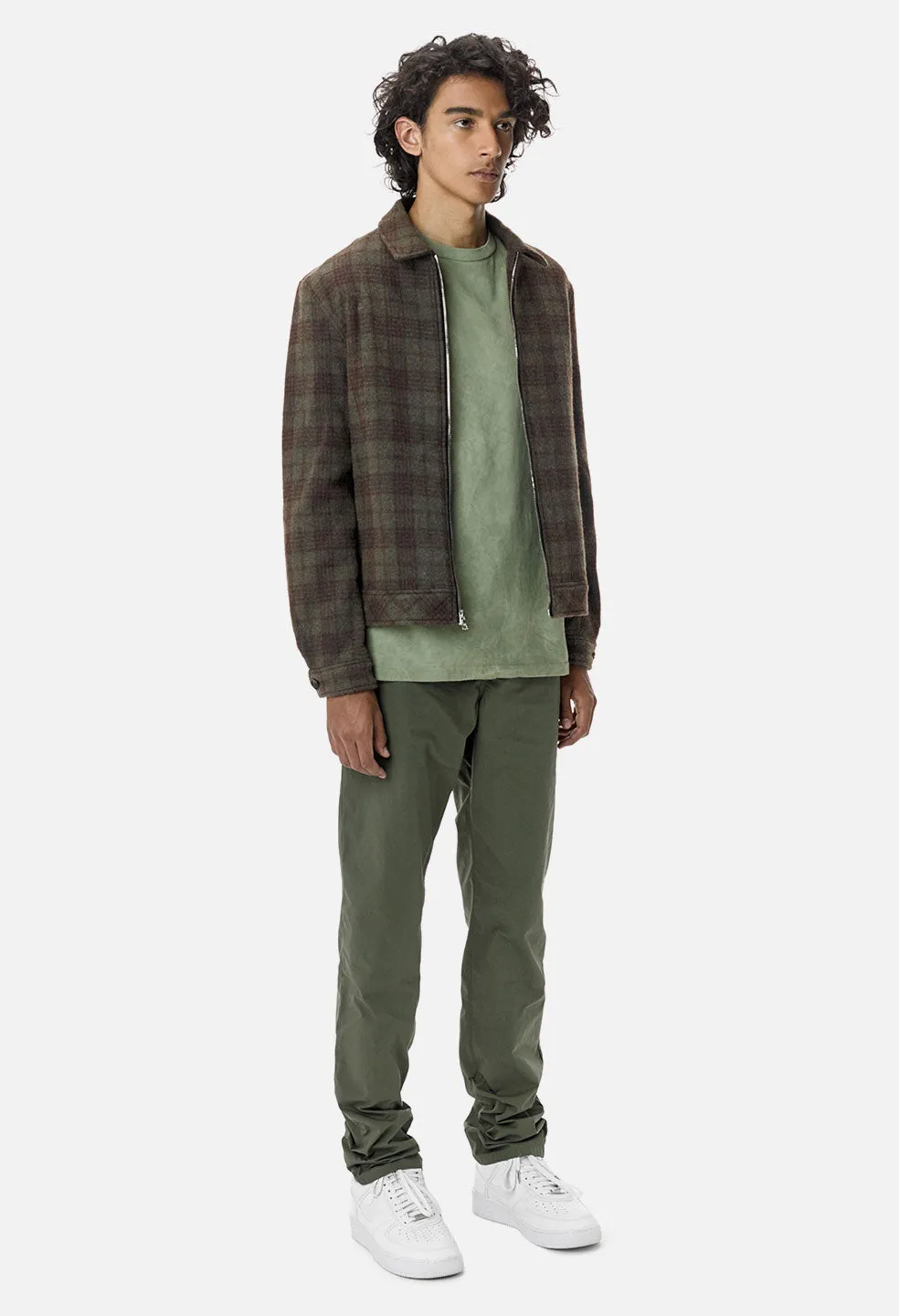 Flannel Zip Blouson / Olive Plaid