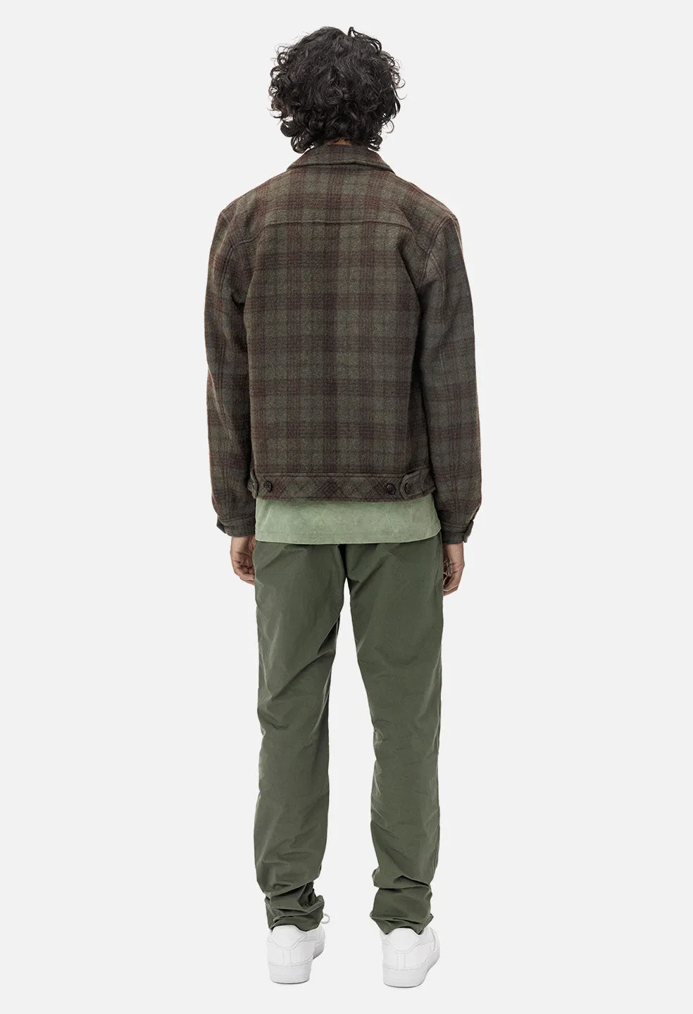 Flannel Zip Blouson / Olive Plaid