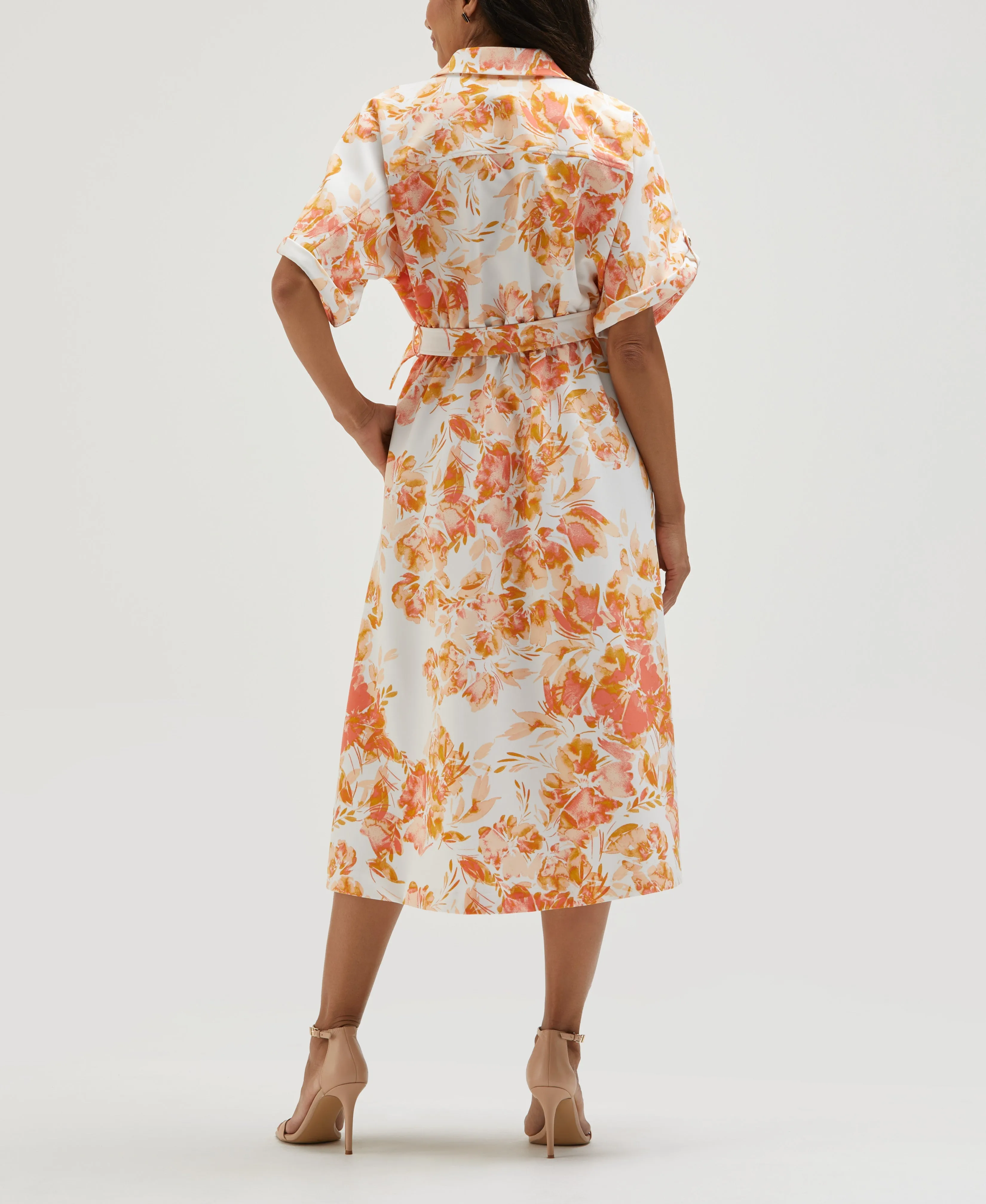 Floral Print Utility Shirt Dress