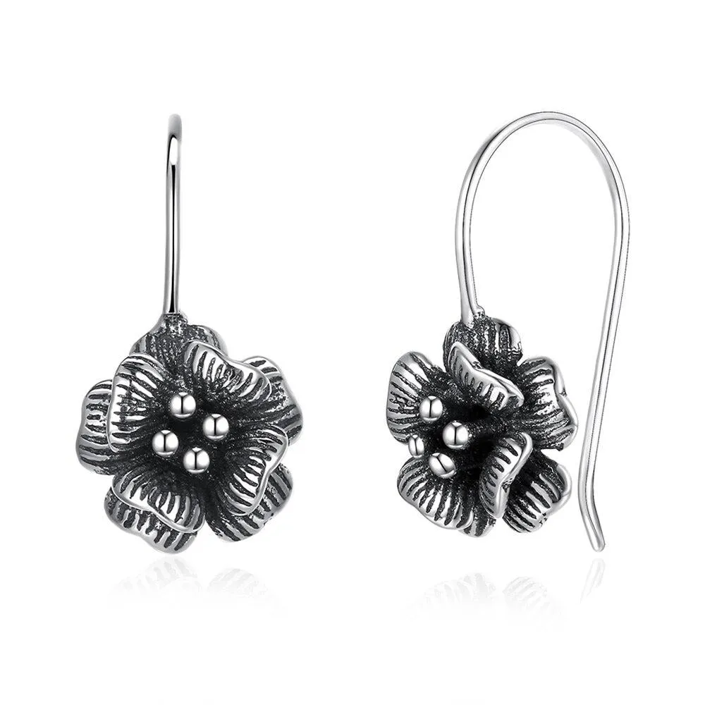 Flower 925 Sterling Silver Vintage Stud Earrings