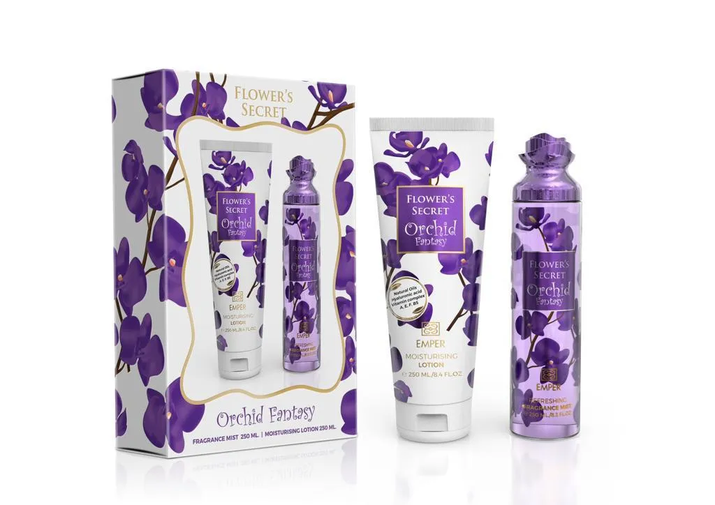 Flower's Secret Orchid Fantasy Body Mist 250 ml & Moisturizing Lotion 250 ml Gift Set By EMPER