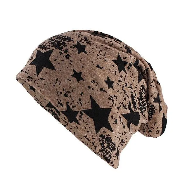 Geometric Star Print Cotton Beanie or Skullie