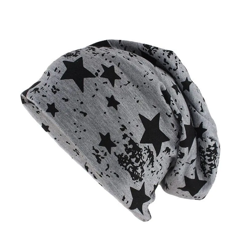 Geometric Star Print Cotton Beanie or Skullie