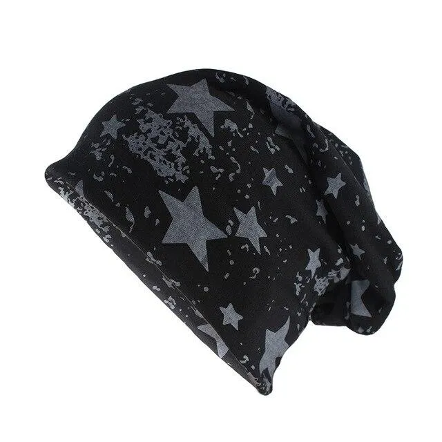 Geometric Star Print Cotton Beanie or Skullie