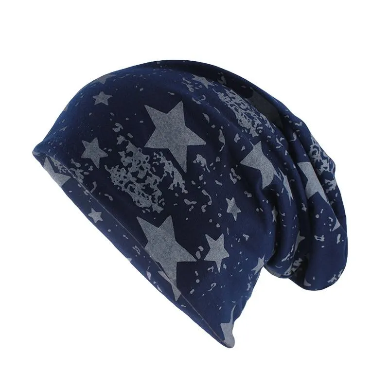 Geometric Star Print Cotton Beanie or Skullie