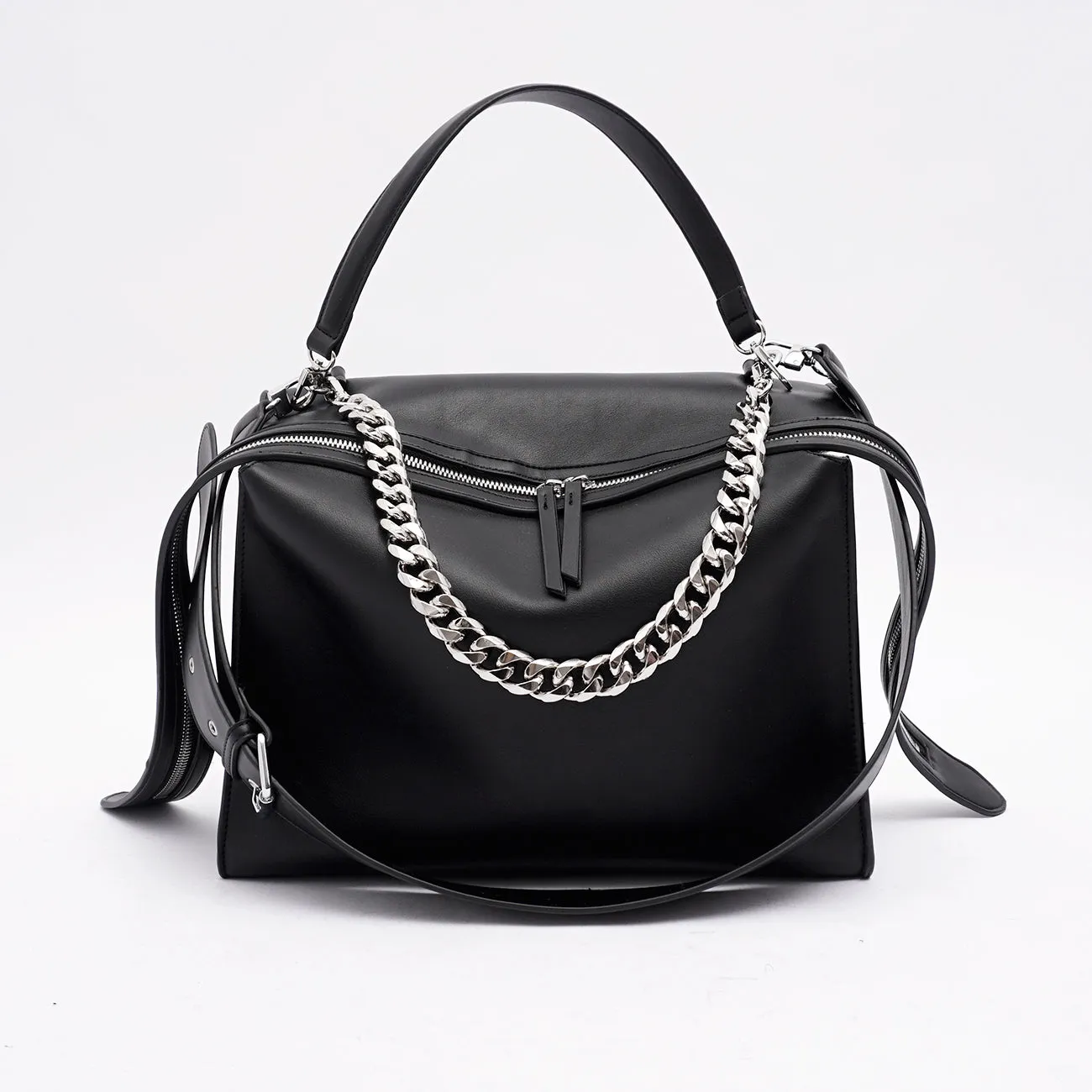 GIULIAN CROSSBODY TRIPLE STRAPS BAG - BLACK