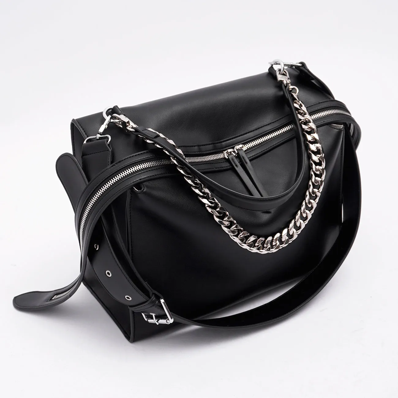 GIULIAN CROSSBODY TRIPLE STRAPS BAG - BLACK