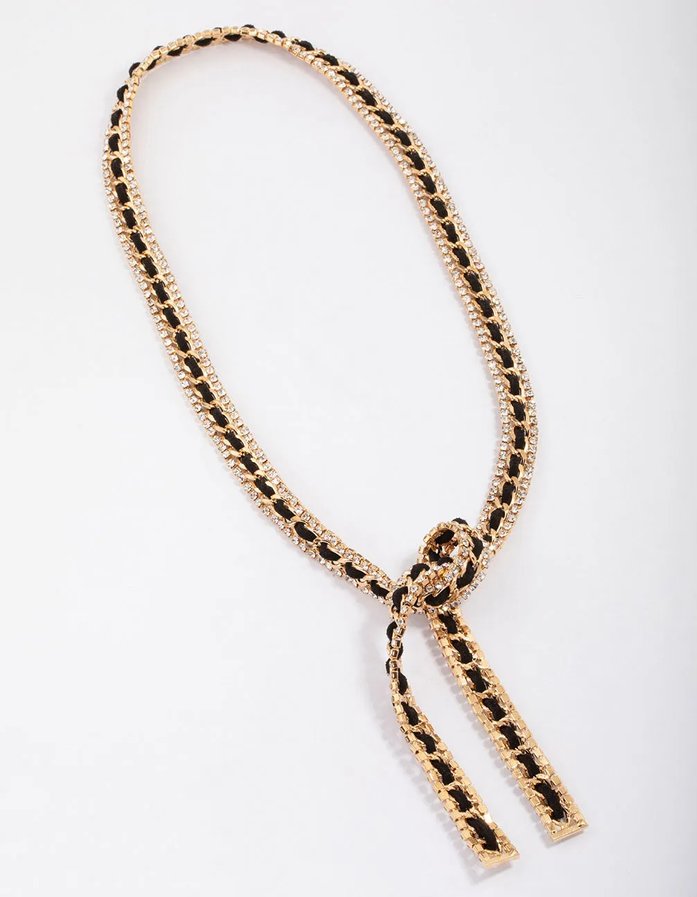 Gold & Black Leather Wrap Necklace