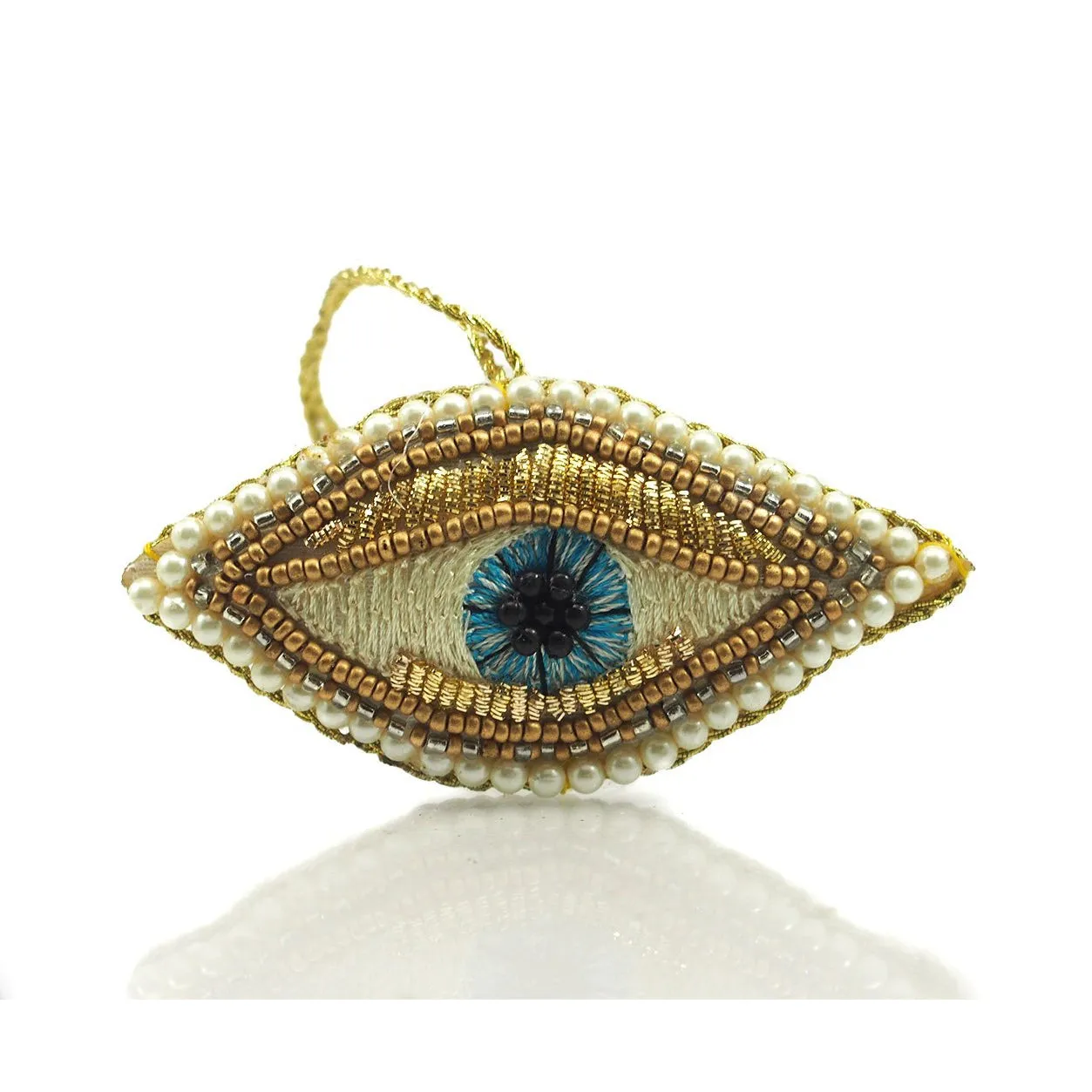 Gold Eye Beaded Fabric Ornament