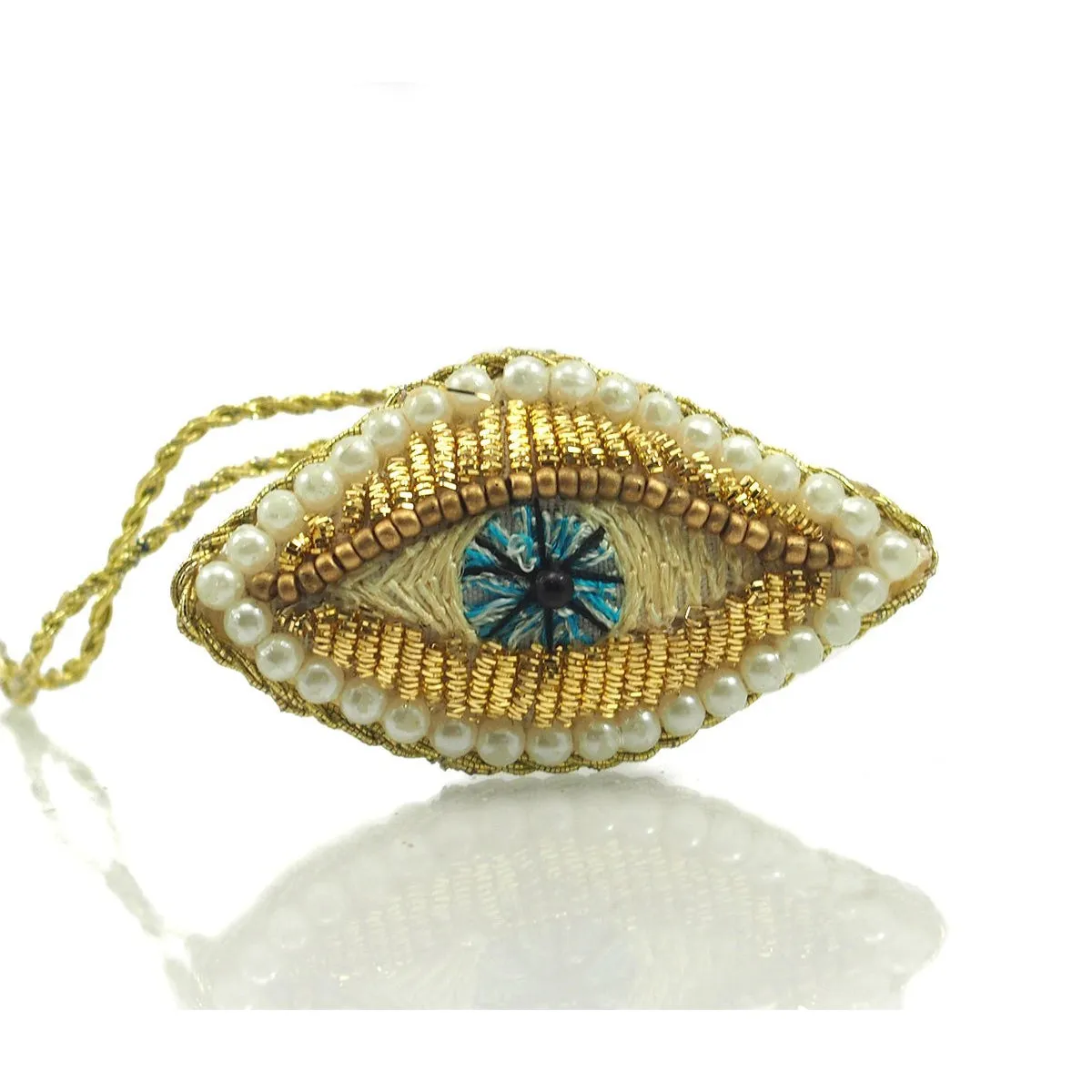 Gold Eye Beaded Fabric Ornament