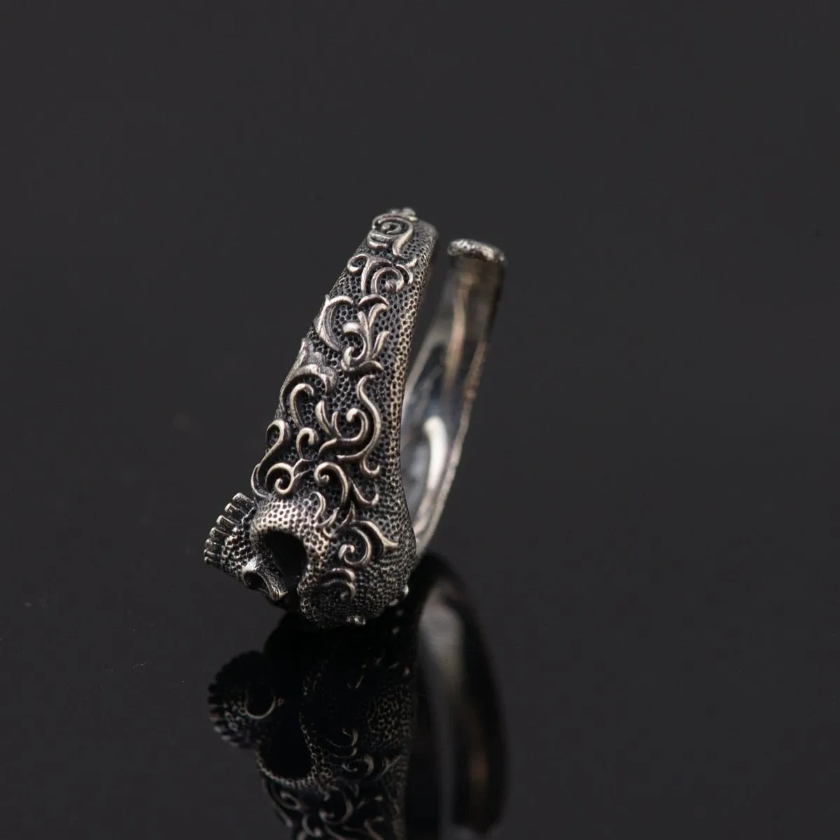 Gothic Punk Skull 925 Sterling Silver Resizable Vintage Ring