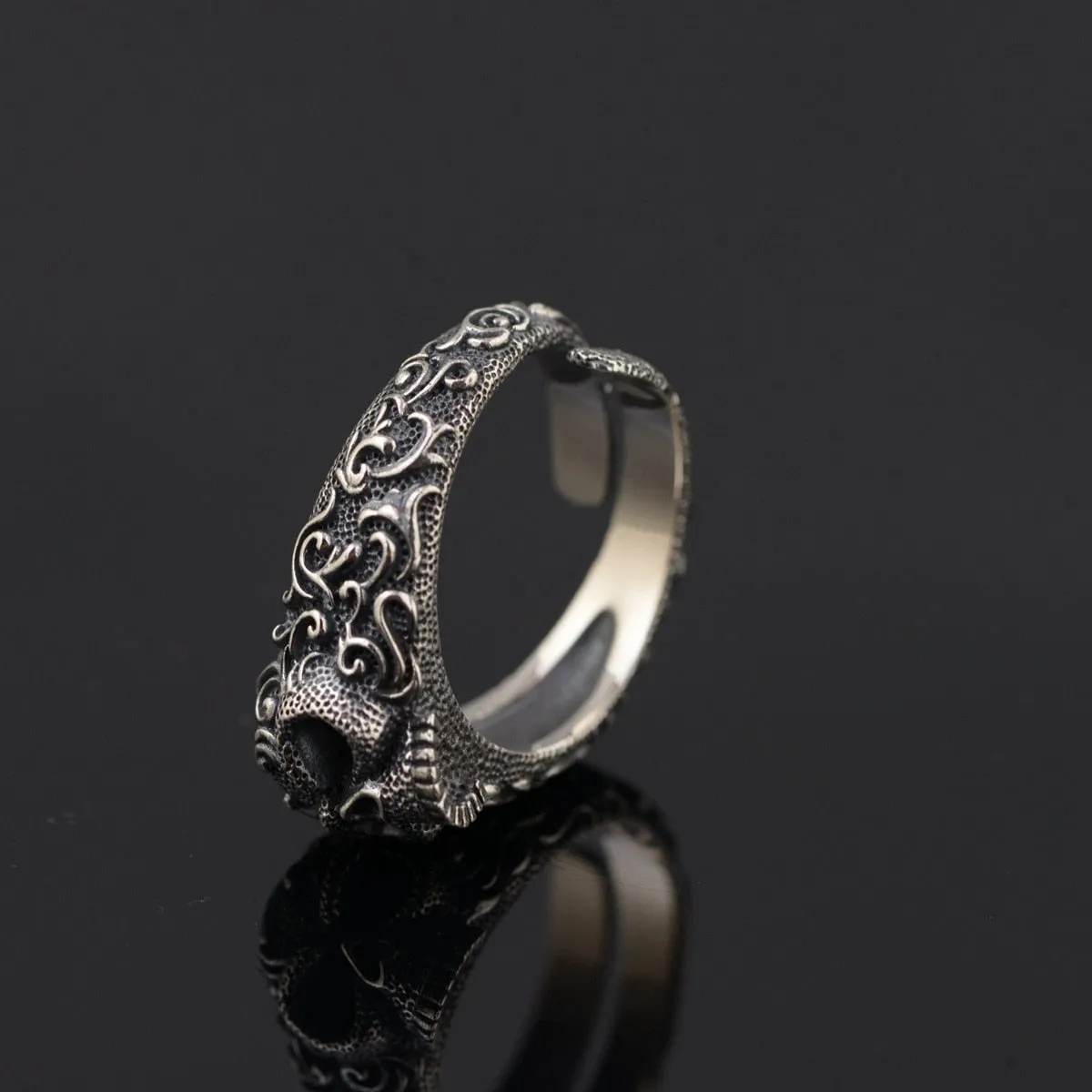 Gothic Punk Skull 925 Sterling Silver Resizable Vintage Ring