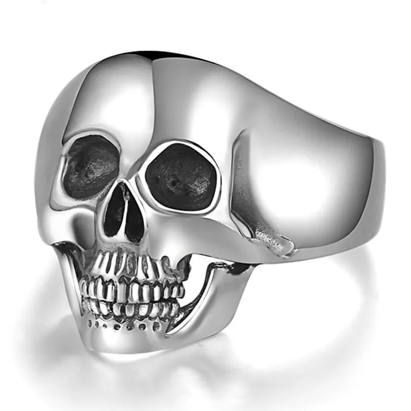 Gothic Silver Skull with Domineering Teeth 925 Sterling Silver Vintage Punk Rock Ring