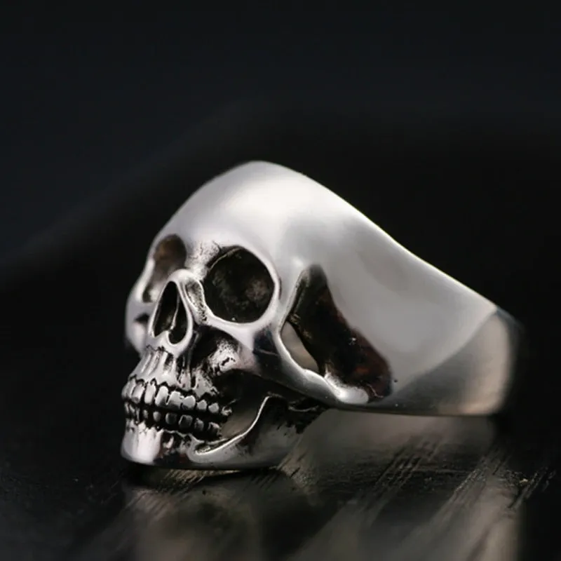 Gothic Silver Skull with Domineering Teeth 925 Sterling Silver Vintage Punk Rock Ring