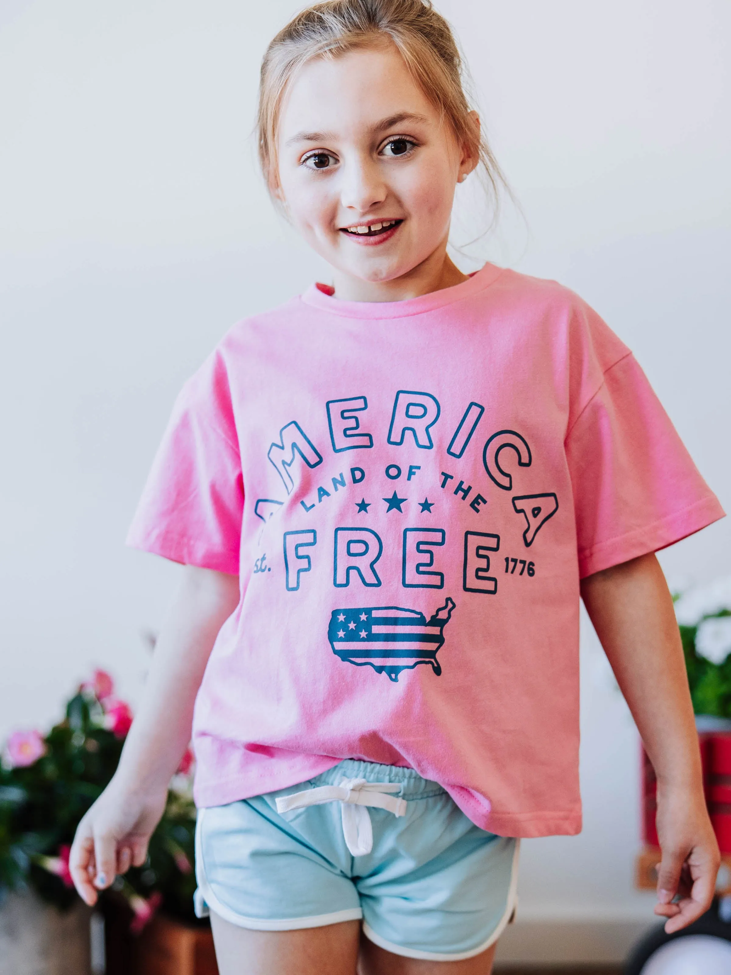 Graphic Tee - America Independence Pink