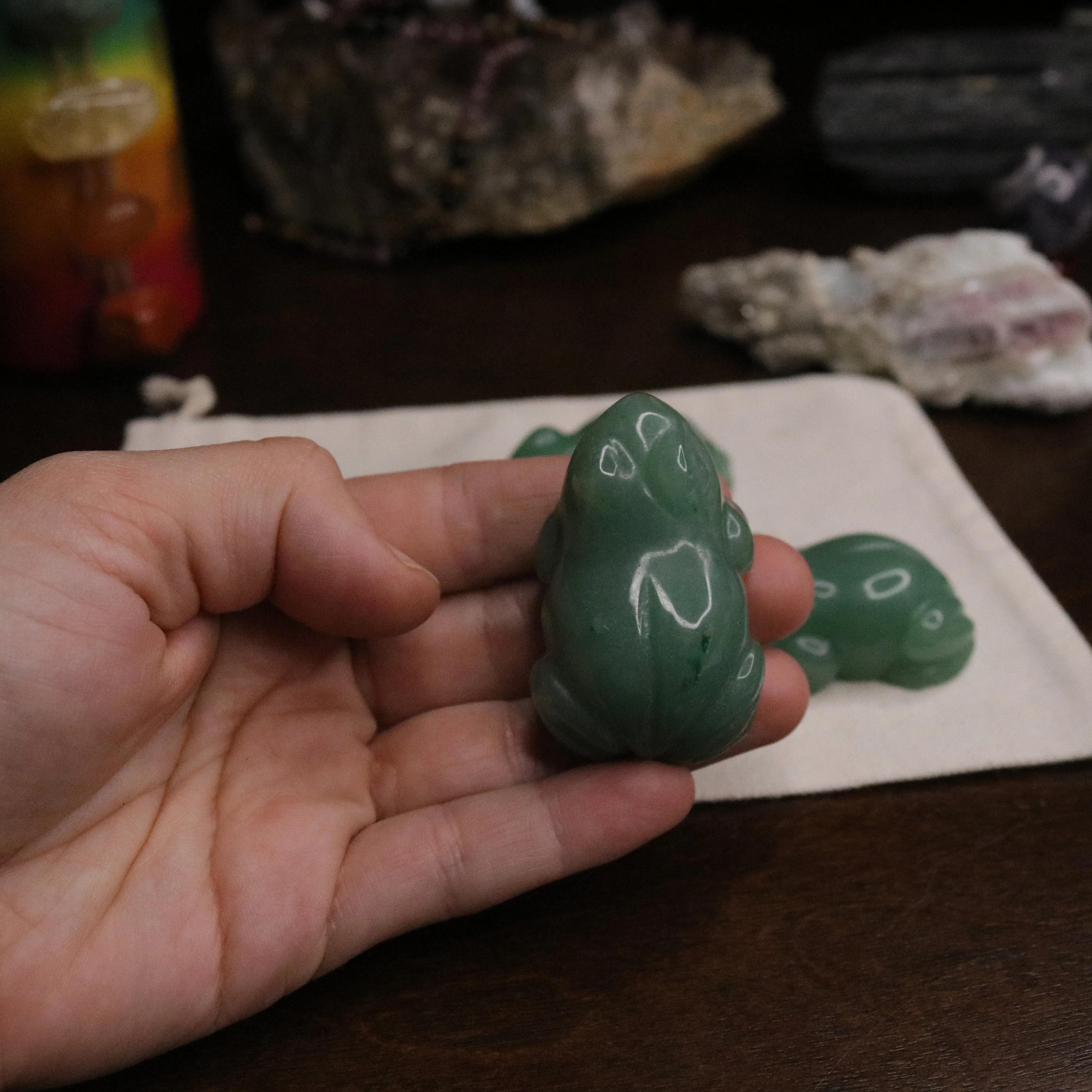 Green Aventurine Frog Carvings for Abundance, Luck and Prosperity