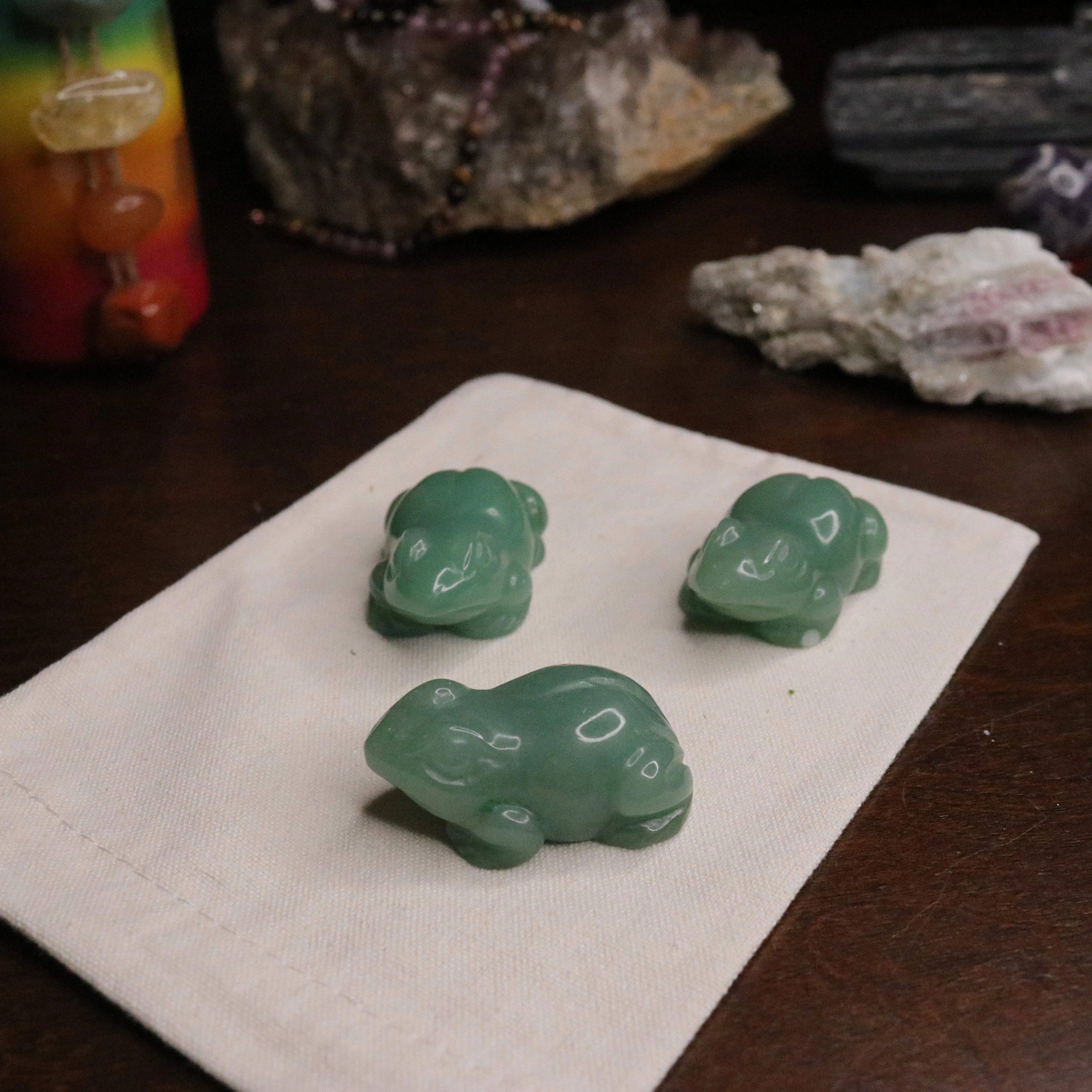 Green Aventurine Frog Carvings for Abundance, Luck and Prosperity