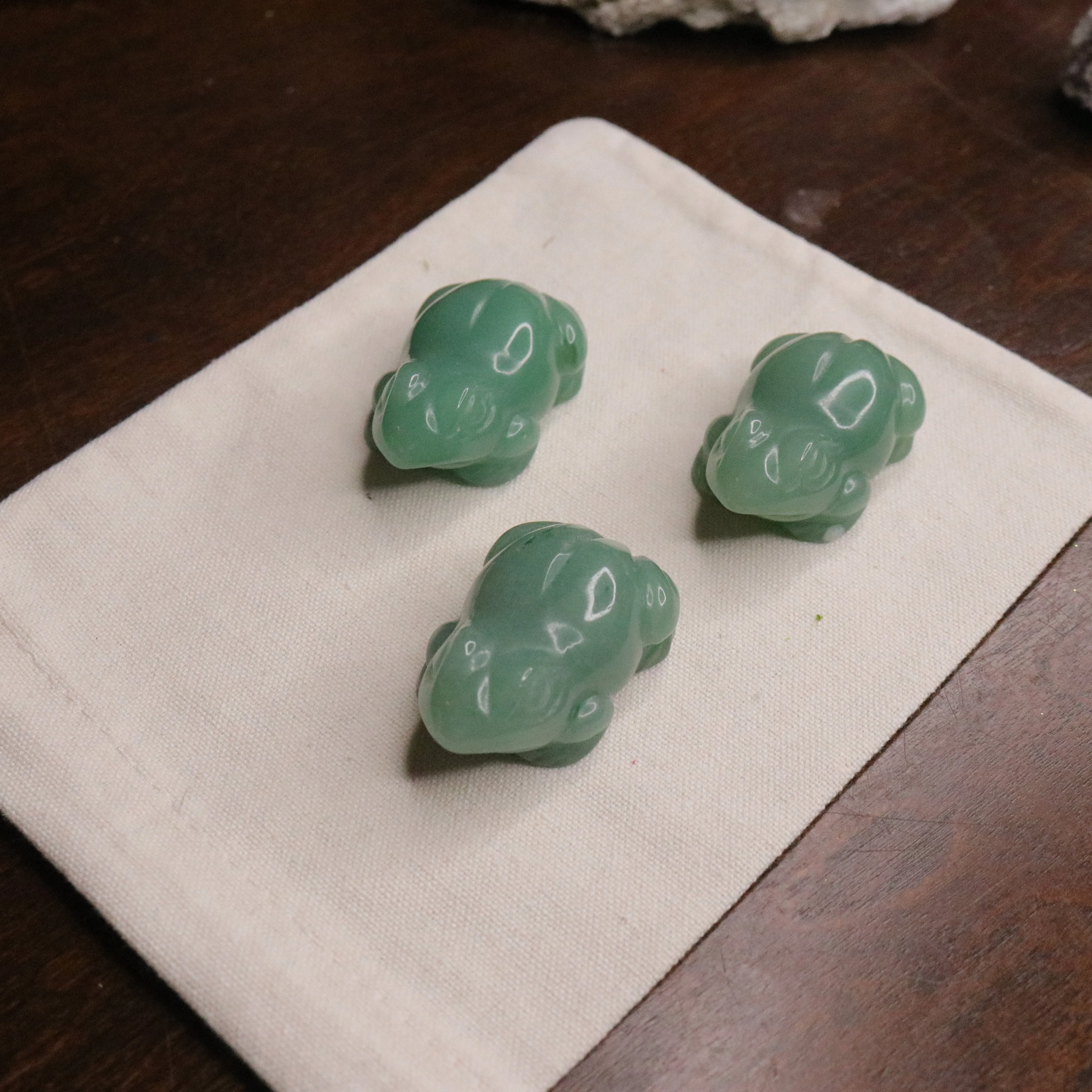 Green Aventurine Frog Carvings for Abundance, Luck and Prosperity