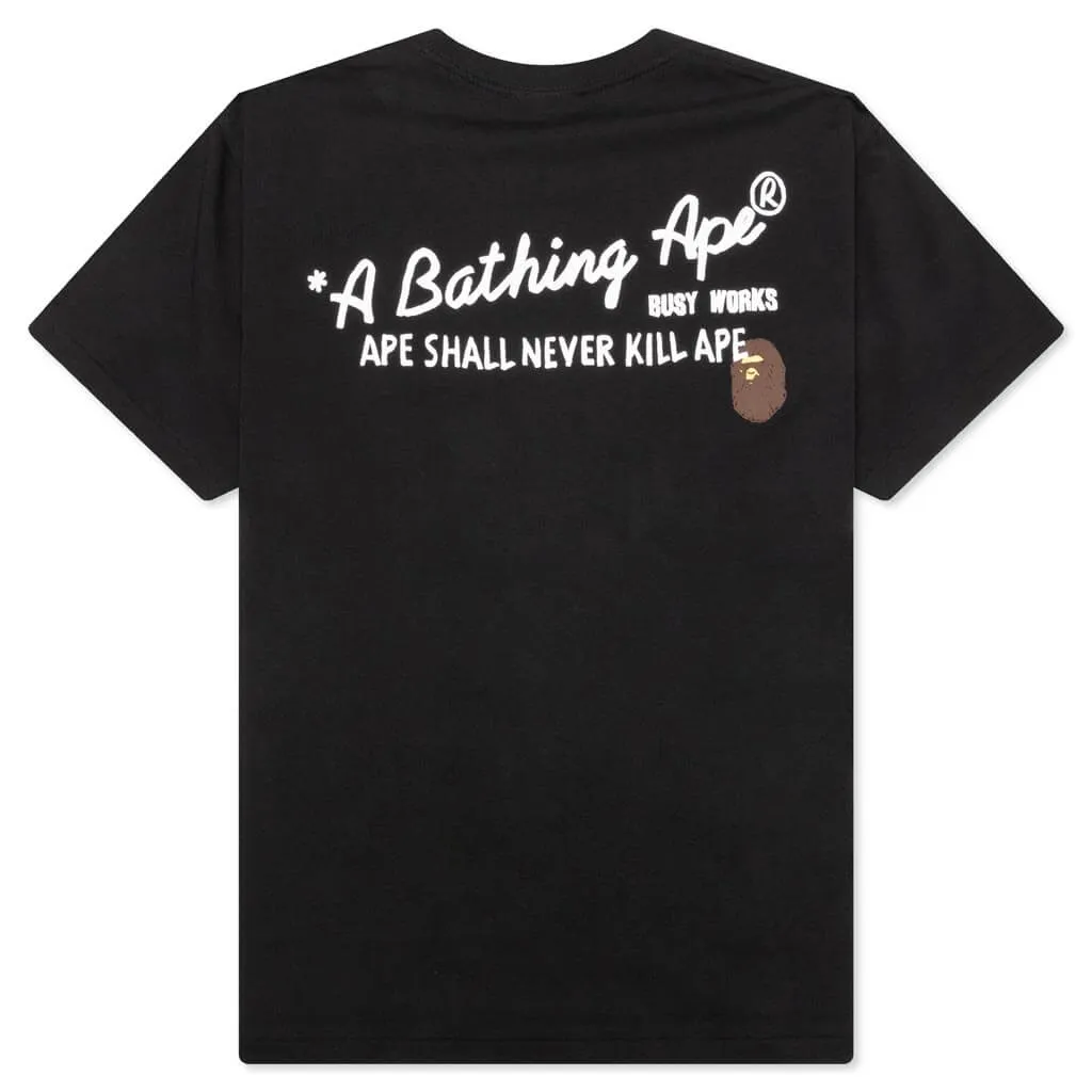 Hand Draw Bape Relaxed Fit Tee - Black