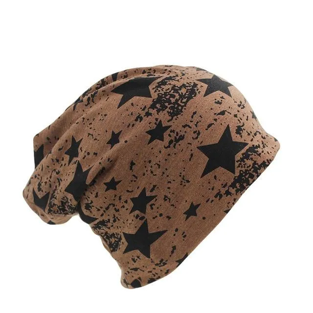 Hip-hop Geometric Star Print Knit Hat, Beanie or Skullie