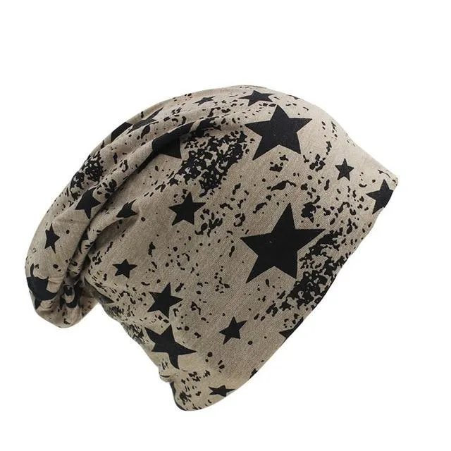 Hip-hop Geometric Star Print Knit Hat, Beanie or Skullie