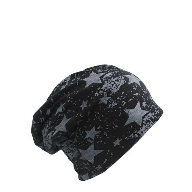 Hip-hop Geometric Star Print Knit Hat, Beanie or Skullie