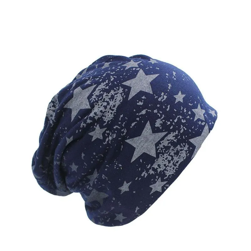 Hip-hop Geometric Star Print Knit Hat, Beanie or Skullie