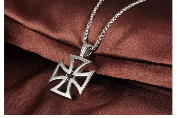 Hollow Maltese Cross Pendant Necklace