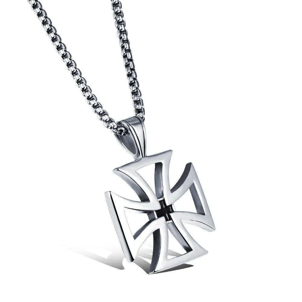 Hollow Maltese Cross Pendant Necklace