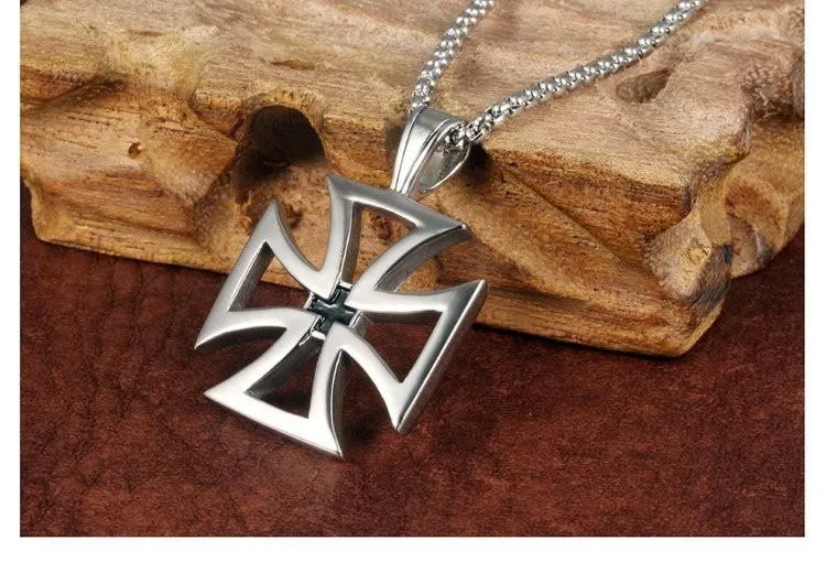 Hollow Maltese Cross Pendant Necklace