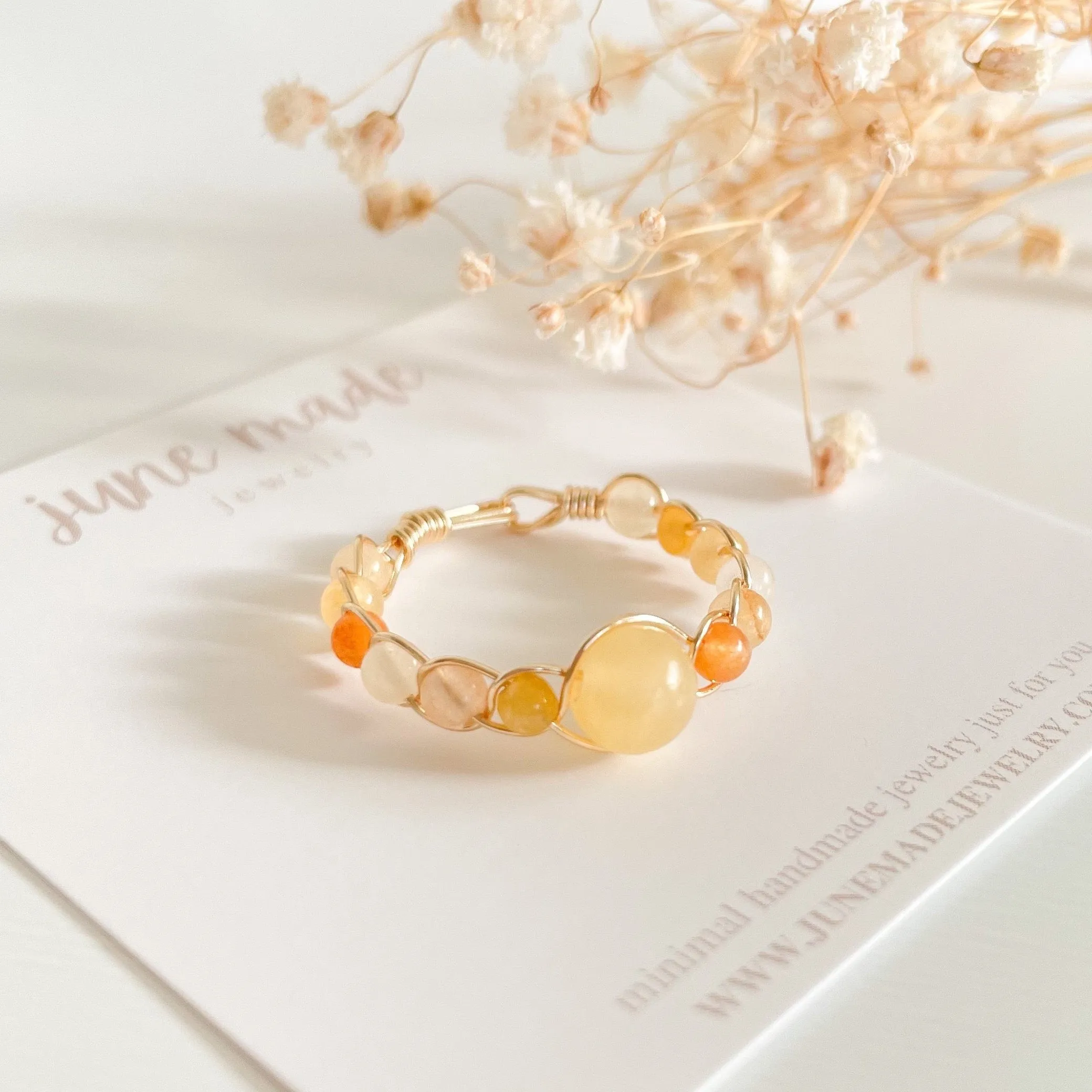 Honey Jade Braided Wire Ring No. 2