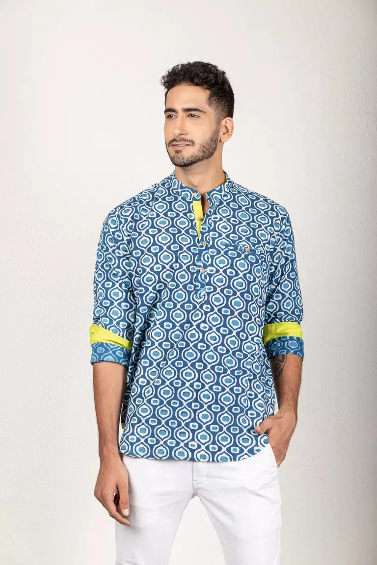 Indigo Dabu Printed Shirt