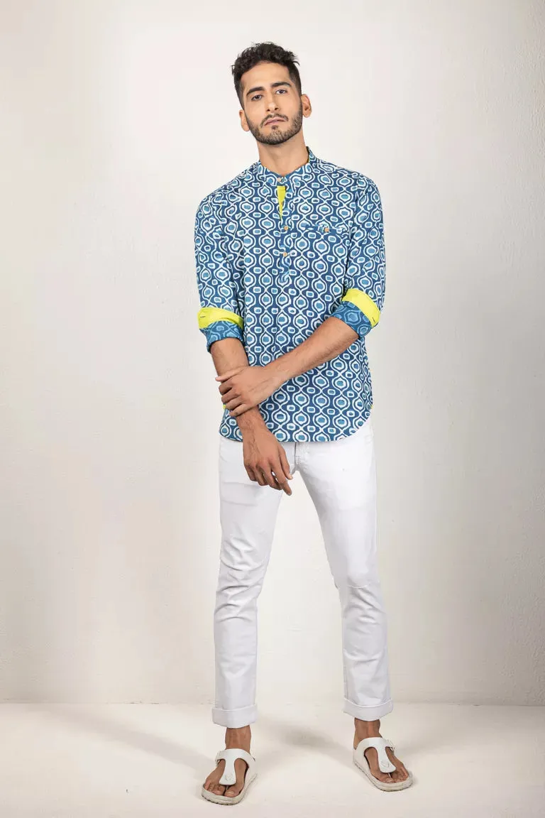 Indigo Dabu Printed Shirt