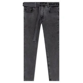 Industry Belt Skinny Jeans - Grey/Black