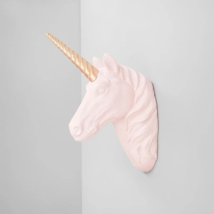 J White Moose Unicorn Wall Art Pink Gold