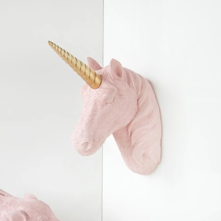 J White Moose Unicorn Wall Art Pink Gold