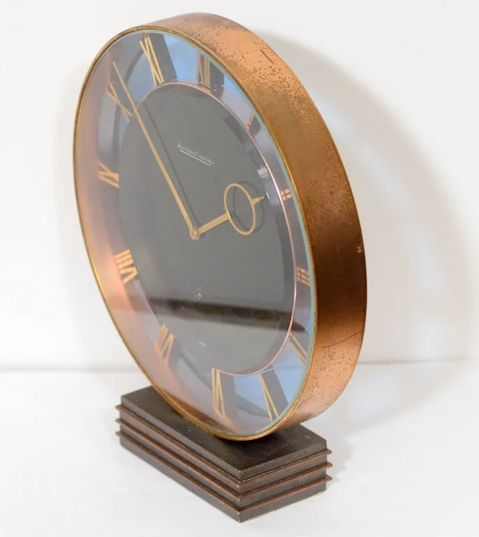 Jaeger-Lecoultre Art Deco Glass and Bronze Desk Clock