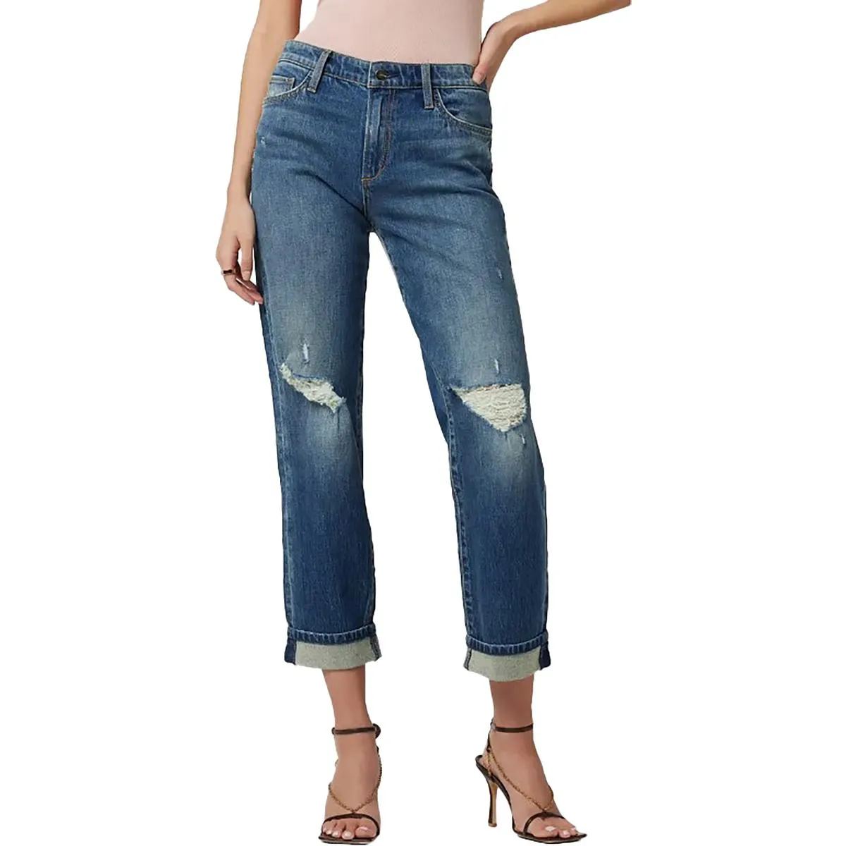 Joe's Womens The Niki Mid-Rise Distressed Boyfriend Jeans