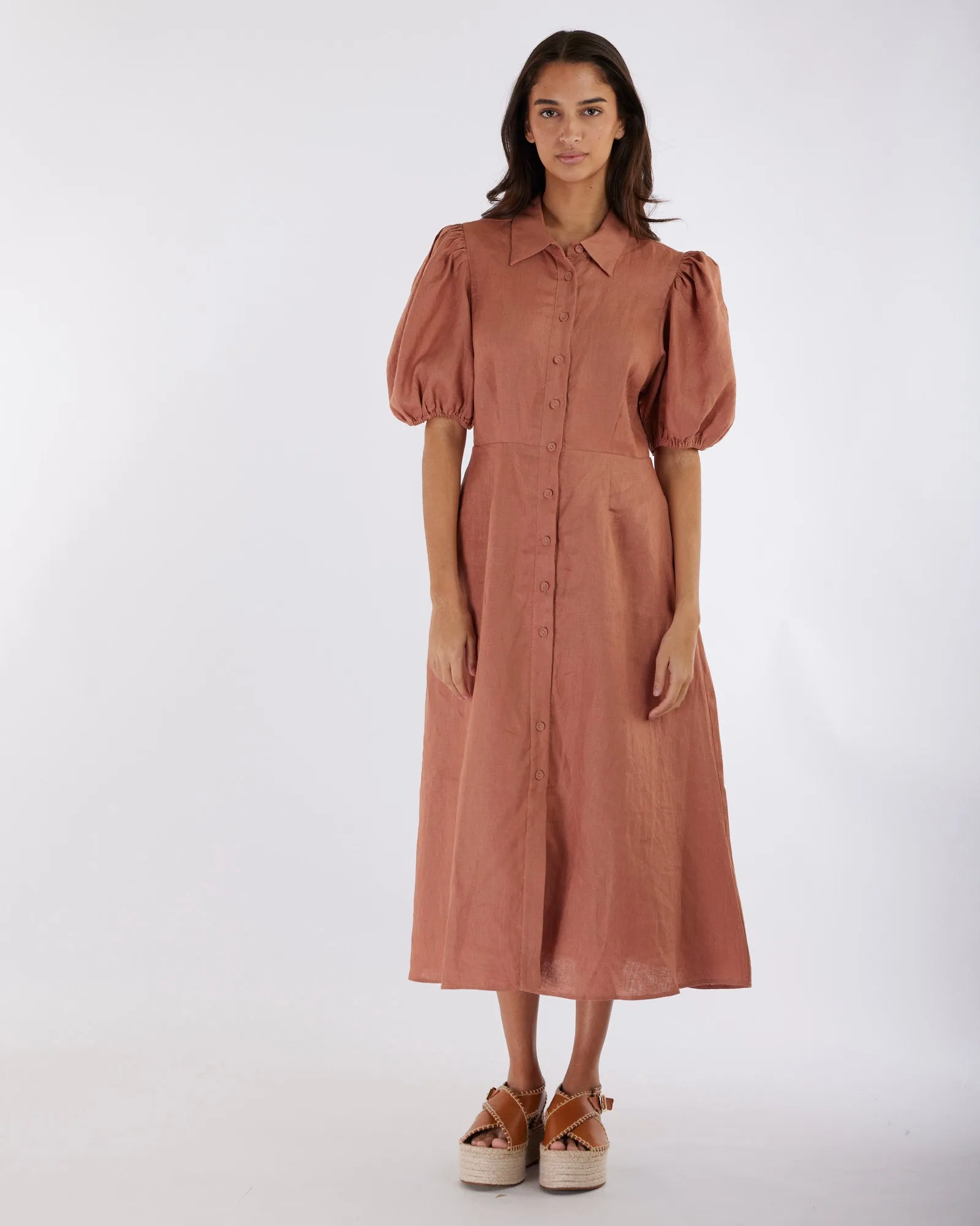 Julius Linen Midi Dress - Desert Rose