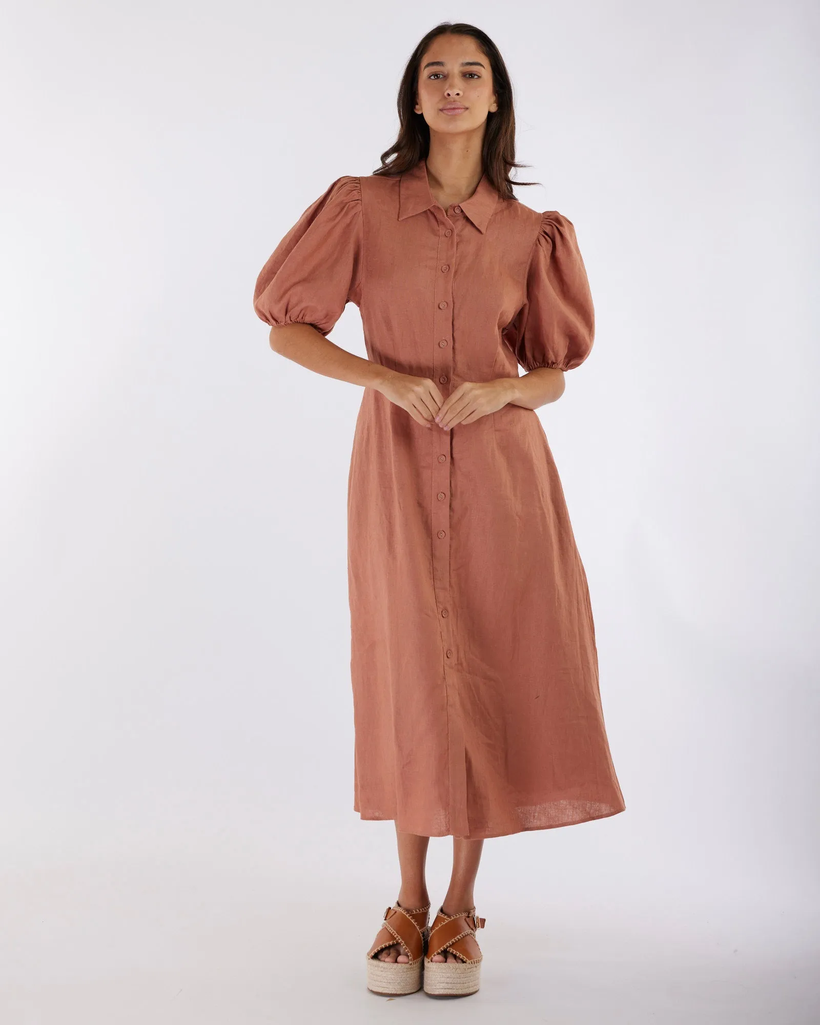 Julius Linen Midi Dress - Desert Rose