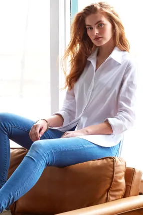 Keller High Shirttail Shirt White Silky Poplin